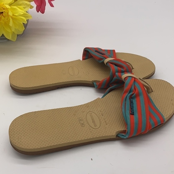 Havaianis blue red striped flip flop sandals 37/38. FFT0518C - Picture 3 of 6